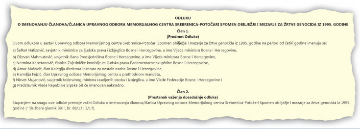 SREBRENČANI OPET PONIŽENI: Izetbegovićev savjetnik imenovan u UO Memorijalnog centra Potočari 1 faksimil