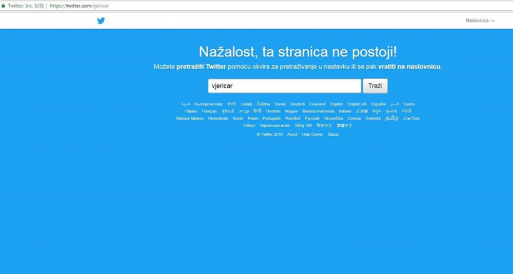 Twitter izbrisao profil Vjerice Radeta