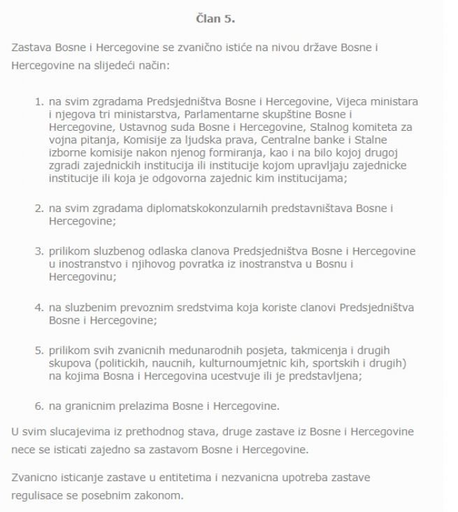 Ništa od Dodikove zastave: „Trobojka“ RS-a ne može na Predsjedništvo BiH 2 zakon o zastavi bih