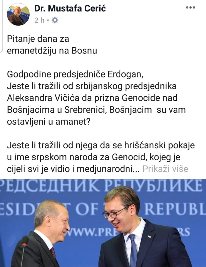 MUSTAFA CERIĆ POSTAVIO PITANJE DANA RECCEPU TAYIPU ERDOGANU 1 51616415 371909926975668 4840793386610851840 n