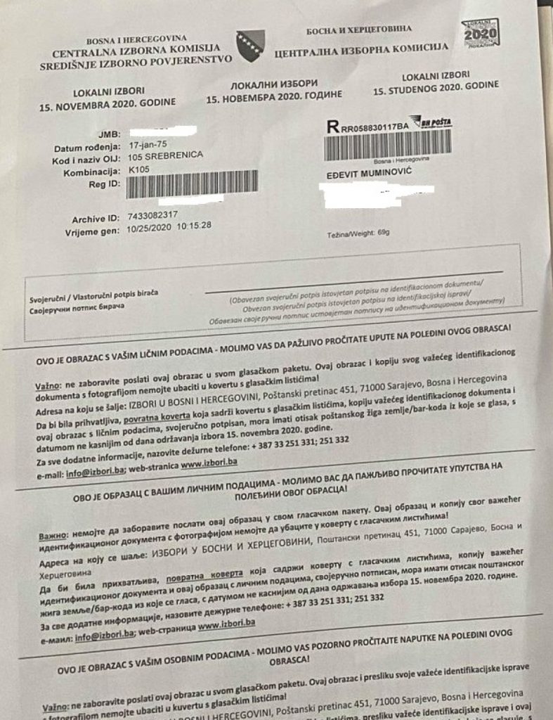Dobio dva glasačka materijala sa različitim JMB-om, iako su prošli izbori, Srebreničanima dolazi pošta!? 3 48e9e35a23c5d3be8f88eb1f6f91966c