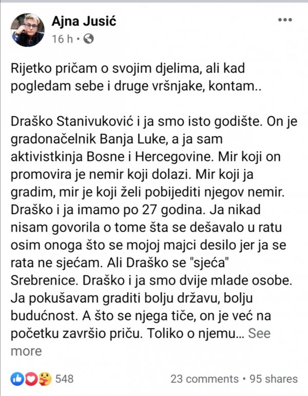 STATUS OVE DJEVOJKE SVI DIJELE: "Draško Stanivuković i ja smo isto godište, ON JE GRADONAČELNIK BANJALUKE, A JA SAM..." 1 5fbfcc89 461c 4759 8c79 6a740a0a0a64 viber image 2020 11 26 16 40 00 previewOrg
