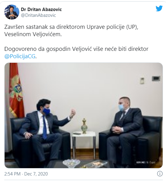 KUHA U CRNOJ GORI: Dritan Abazović najavio ostavku direktora Uprave policije, ali od toga nema ništa!? 1 Capture 3