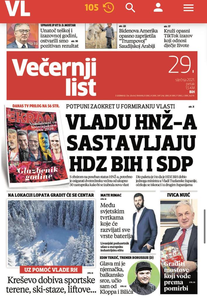 ČOVIĆ PREKO "VEČERNJEG LISTA" OBZNANIO PLAN: Tuzla je samo početak, HDZ će sa SDP-om formirati vlast svugdje gdje je moguće i kazniti SDA zbog opstrukcije Izbornog zakona 1 media share 0 02 05 9fca4f1360cb18ff47d4276e8261932c8c25f442bc10c0512464dfcb6e6450a3 2bf4f934 9a9f 45c5 9b5c 6c444e2faded