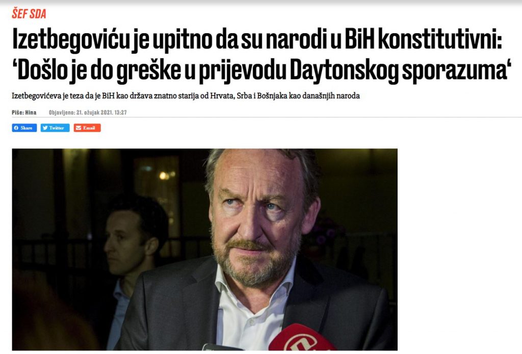 OVAJ IZETBEGOVIĆEV GOVOR JE ZATRESAO HRVATSKU: "Njemu je upitno da su narodu u BiH konstitutivni" 1 bakirson