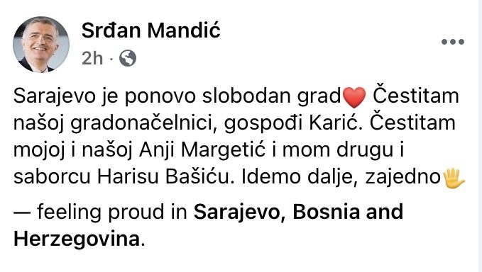 Skandalozna izjava Srđana Mandića nakon izbora “njihove” gradonačelnice Grada Sarajeva 1 Screenshot 2021 04 08 at 13.55.40 e1617885798404