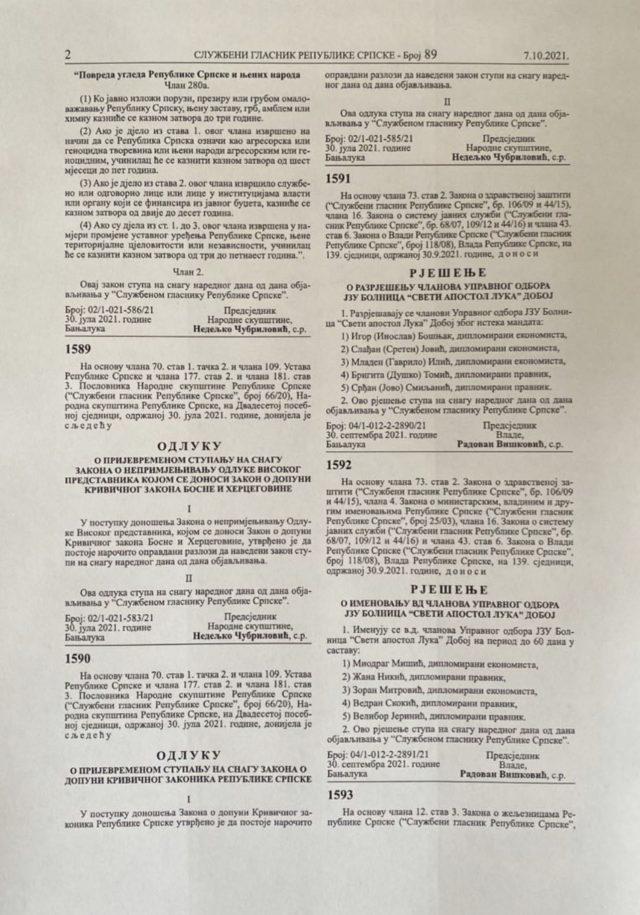 Željka Cvijanović potpisala: Još samo danas se RS može nekažnjeno nazivati genocidnom tvorevinom 2 5663584