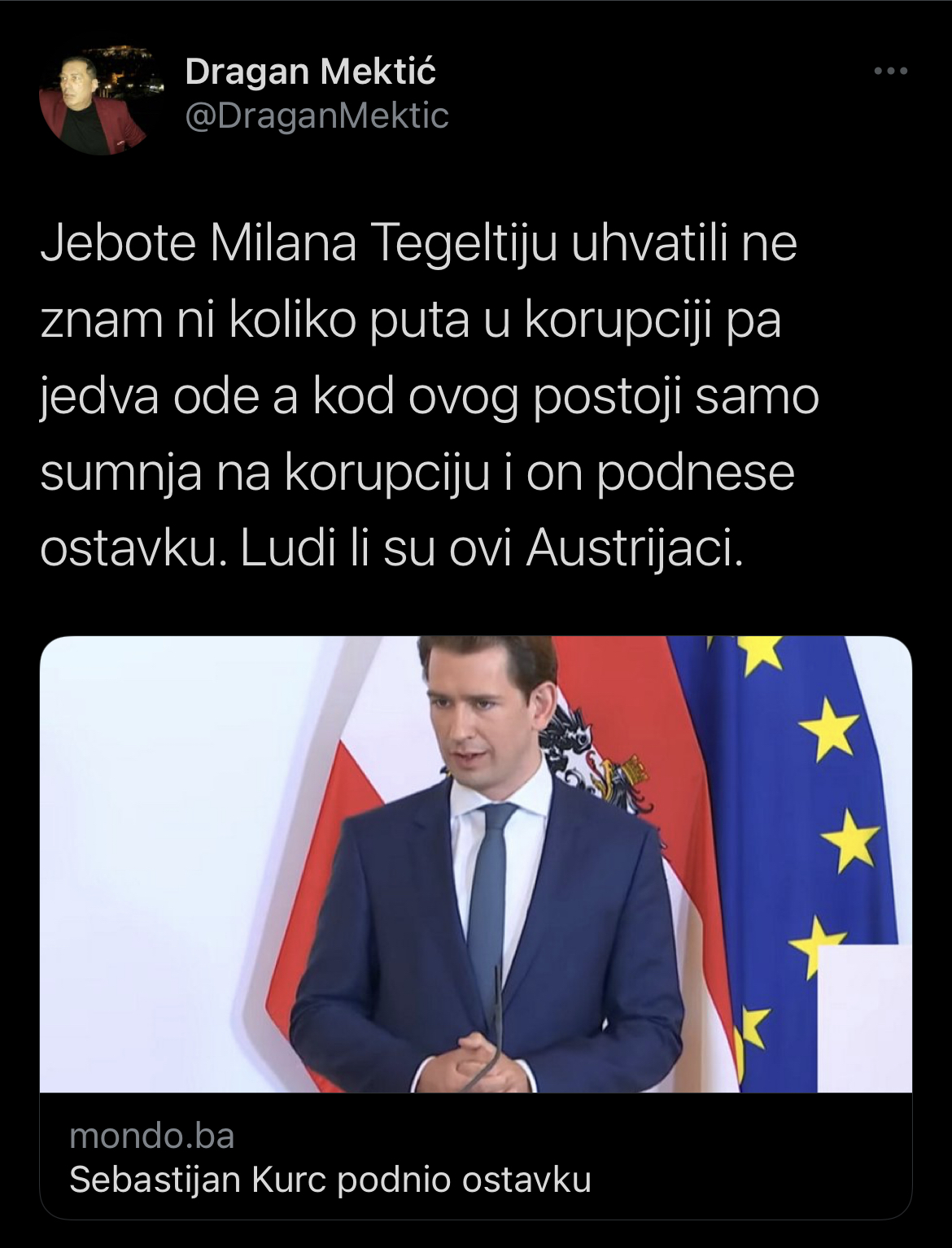 MEKTIĆ KOMENTARISAO OSTAVKU KURZA, ALI PRVO "ZAKAČIO" DODIKOVOG PRODAVAČA MAGLE: "J...te, Milana Tegeltiju uhvatili ne znam ni koliko puta u korupciji pa jedva ode, a kod ovog..." 1 E1AA2614 F629 4C56 A01F F114659BDE0F