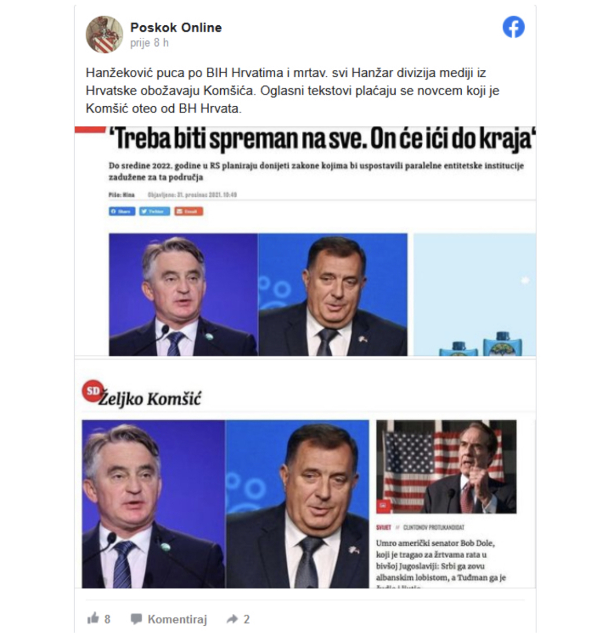 BRUTALNI NAPADI ČOVIĆEVIH MEDIJA: Komšić optužen da plaća medije u Hrvatskoj zbog kritika na račun Dodika i njihovog šefa… 1 B009D91F 31CA 4512 9CE2 67DCBEA4A025