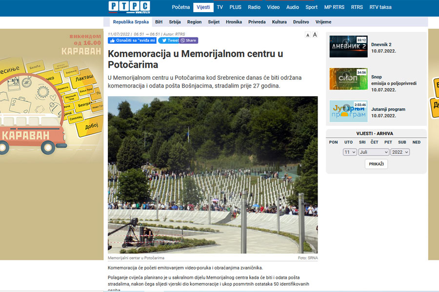 BRUKA I SRAMOTA: Pogledajte kako su Dodikovi mediji jutros izvijestili o 27. godišnjici genocida u Srebrenici… 1 999AB6A5 BD83 46AB 9910 3A278F14C4A4