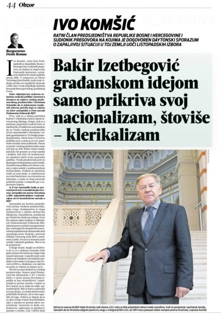 PROFESOR IVO KOMŠIĆ: "Čović nije glup; zna da ne može obnoviti „Herceg-Bosnu“ i pripojiti je Hrvatskoj, to nije uspio ni Tuđman ratom; Bakirov nacionalizam je hinjeni, on igra na kartu..." 1 1660390977 IMG 20220813 WA0004 2 900x1275 1