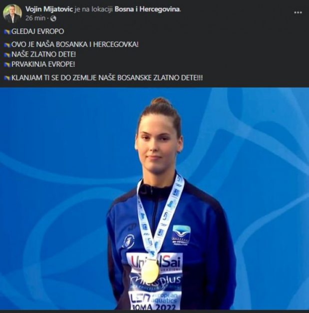 Mijatović čestitao Pudar: Klanjam ti se do zemlje naše bosansko zlatno dijete! 1 562861C6 E8EA 4CAA BF35 5E7F5C43C076