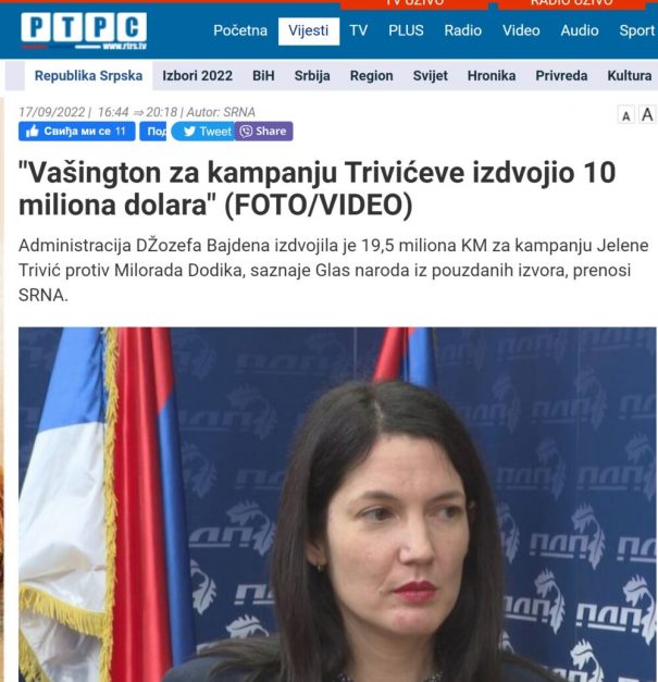 PUKLA VELIKA BRUKA: Pogledajte kako se Dodikov javni servis izblamirao u pokušaju plasiranja novih laži... 1 09192022090249