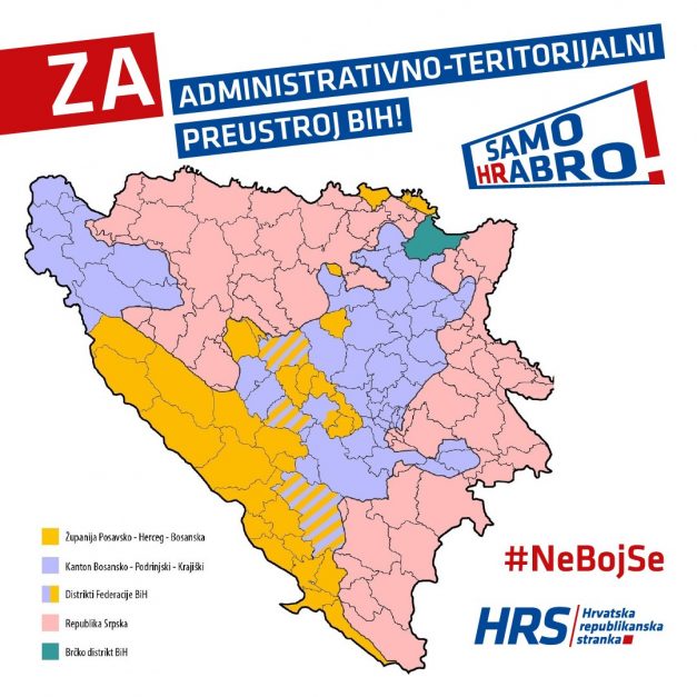 HRVATSKA REPUBLIKANSKA STRANKA CRTA NOVE KARTE: Teritorijalni preustroj FBiH ovako zamišljaju 1 karta2