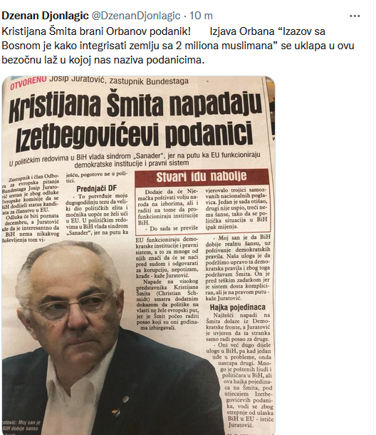 „AKO SMO MI IZETBEGOVIĆEVI, ONDA JE ON PODANIK ANTE PAVELIĆA…“: Gore društvene mreže, Emir Suljagić odgovorio Josipu Juratoviću, oglasio se i Dženan Đonlagić... 2 dzen 1