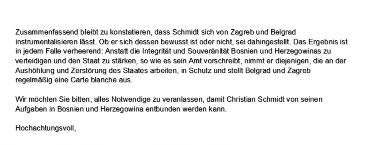 PROCURIO CIJELI SADRŽAJ PISMA NJEMAČKIH EKSPERATA: "Schmidt brani one koji rade na potkopavanju i uništavanju države!" 3 Screenshot 2023 02 10 at 19.28.20