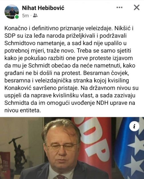 BURNA REAKCIJA IZ KOMŠIĆEVOG KABINETA: „Konačno i definitivno priznanje veleizdaje. Besramna figura i veleizdajnička stranka kojoj kvisling Konaković savršeno pristaje…“ 1 nihatt