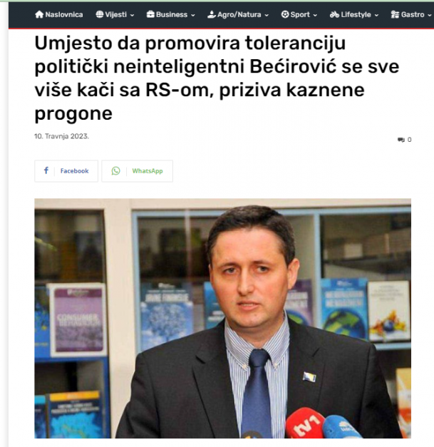 ČOVIĆEV PORTAL NAPAO BEĆIROVIĆA: "Sve se više kači sa RS-om, priziva krivične progone" 1 338193390 920622408979302 5004938290882882800 n