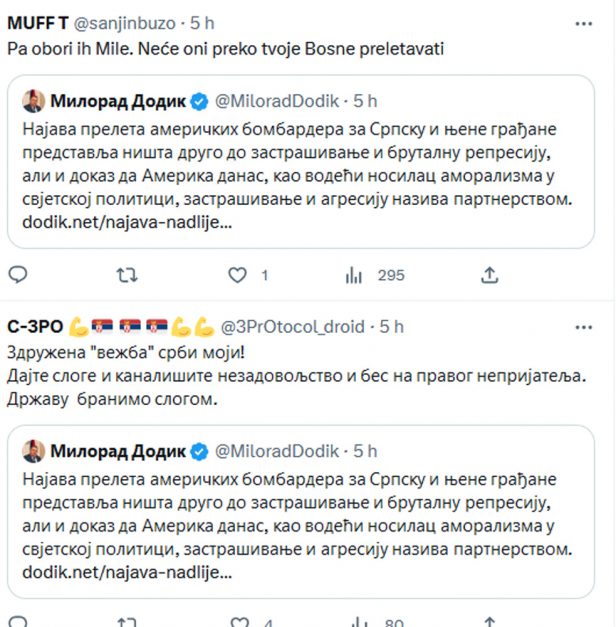 „PA, OBORI IH, MILORADE…“: Gore društvene mreže nakon Dodikove reakcije na prelet američkih aviona… 2 dodi 4