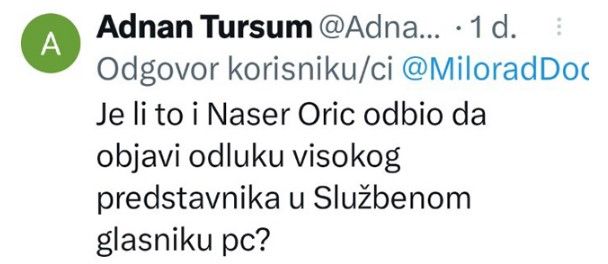 NIŽU SE REAKCIJE NAKON IZJAVE DODIKA: "Naser Orić je u ratu časno branio narod, a ti si dobio nadimak Mile Ronhil" 2 komentari dodik twitter5