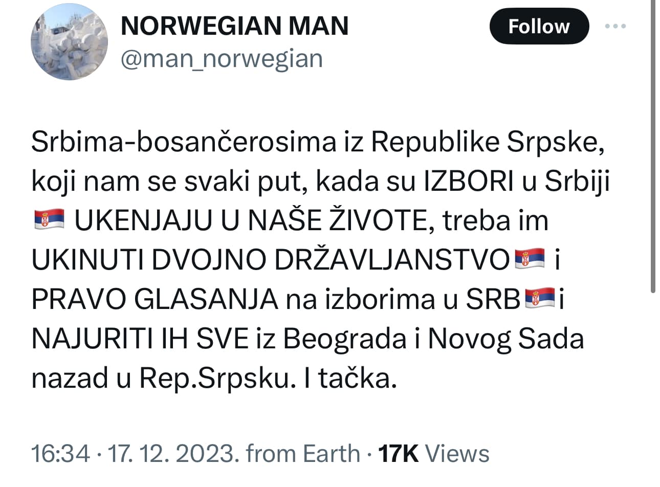 Srbin iz Srbije poslao poruku: RS treba ukinuti, stoka krezuba nam određuje sudbinu Beograda… 3 gfhf