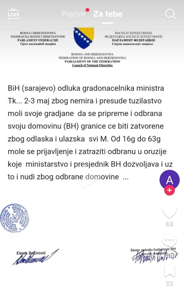 MINISTAR HELEZ SE OGLASIO O GLASINAMA O MOGUĆEM RATU: "Građani trebaju..." 1 438769607 10223624437069345 1213718770125959068 n